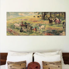 Retro Chinese Paintings Steeds Horse Decoration Canvas Wall Art Painting Horses for Living Room Free Shipping
