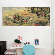 Retro Chinese Paintings Steeds Horse Decoration Canvas Wall Art Painting Horses for Living Room Free Shipping
