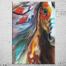 High Quality Horse Oil Painting Abstract Pop Art Horse Oil Painting On Canvas Handmade Animal Indian Horse Paintings Free Shipping